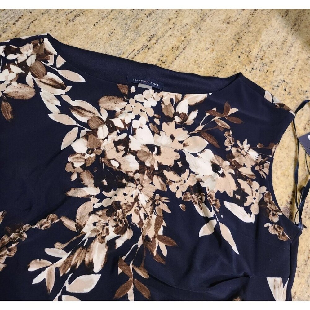 New! Tommy Hilfiger Floral Dress Size 8 Sleeveless Knee Ruched Waist Romantic - Picture 10 of 16
